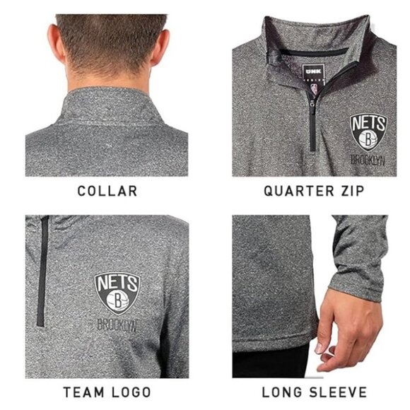 Ultra Game NBA Milwaukee Bucks Super Soft Quarter Zip Long Sleeve T-Shirt - Picture 4 of 7